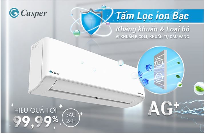 Điều hòa Casper GC-18IS33 - Tấm lọc khí Ion bạc giúp loại bỏ vi khuẩn dây bệnh