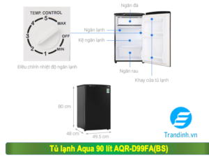 Hình ảnh tổng quan tủ lạnh Aqua 90 lít AQR-D99FA(BS)