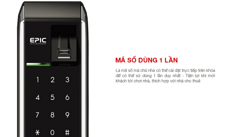KHÓA ĐIỆN TỬ EPIC 8000L REMOTE 4 Mã số dùng 1 lần tiện tụng cho khách đến chơi nhà