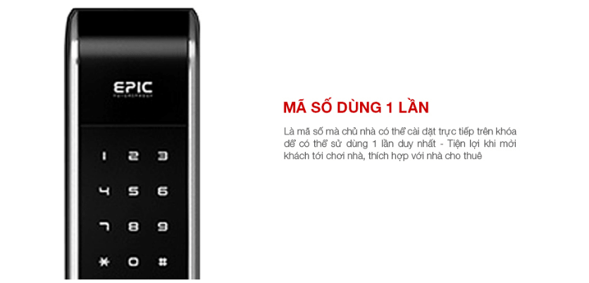 Khóa điện tử EPIC 809L 3 Chức năng cài đặt thiết lập mã số một lần