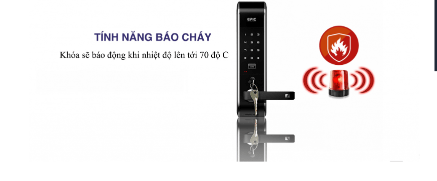 Khóa điện tử EPIC 809L 6 Báo động khi nhiệt độ lên tới 70 độ C