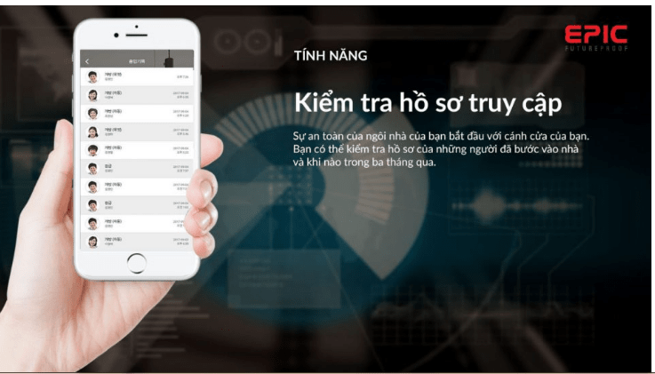 KHÓA VÂN TAY EPIC ES-F700G 12 Kiểm tra hồ sơ truy cập