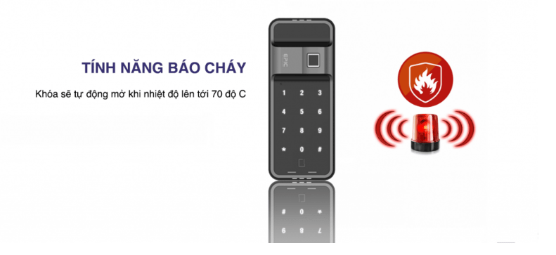 KHÓA VÂN TAY EPIC ES-F700G 10 Tính năng báo động chống cháy thông minh