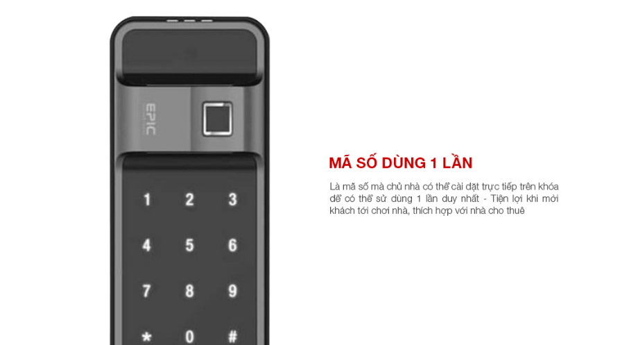 KHÓA VÂN TAY EPIC ES-F700G 5 Mã số dùng 1 lần tiện dụng cho khách