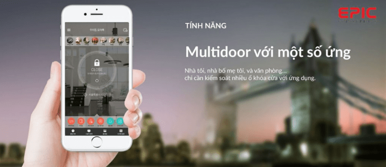 KHÓA VÂN TAY EPIC ES-F700G 14 Kiểm soát nhiều ổ khóa thông qua ứng dụng Multidoor