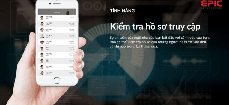 Khoá điện tử Epic 9000K 12 Kiểm soát hoạt động ra vào qua ứng dụng trên Smart phone