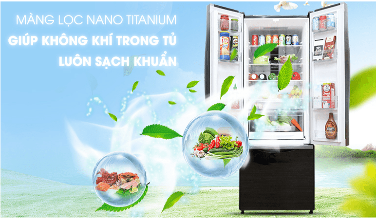 tủ lạnh R-WB475PGV2 GBK Màng lọc Nano Titanium kháng khuẩn hiệu quả