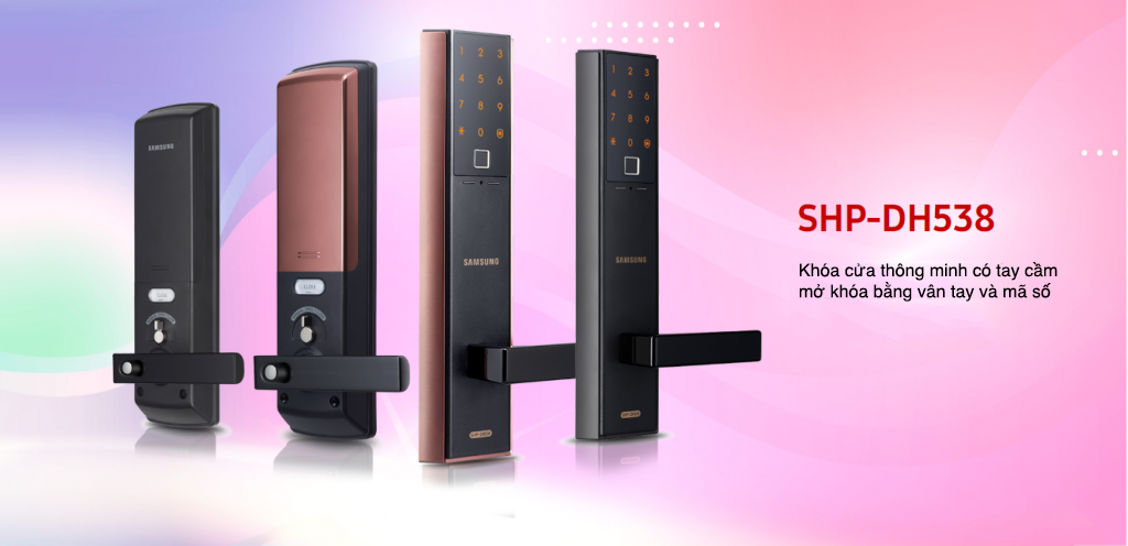 Khoá vân tay SamSung SHP DH538 1 2. Khóa điện tử SHP DH538 MC có thiết kế sang trọng lịch lãm