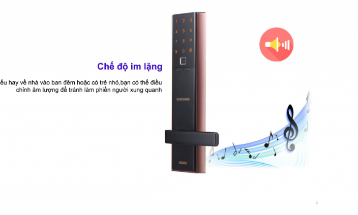 Khoá vân tay SamSung SHP DH538 14 12. Chế độ im lặng tránh làm phiền mọi người xung quanh