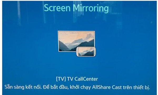 Screen Mirroring là gì ? cách sử dụng Screen Mirroring 7 Khi đã kết nối thành công trên tivi sẽ hiển thị thông báo kết nối với thiết bị di động của bạn.