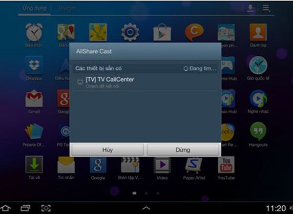 Screen Mirroring là gì ? cách sử dụng Screen Mirroring 5 Trên thiết bị di động chọn vào mục “mạng và kết nối không dây”, ngay lập tức thiết bị di động sẽ tìm kiếm tivi và nhận ra, tiếp tục chọn vào kết nối với tivi.