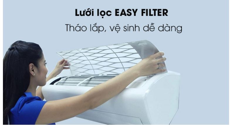 Điều hòa Samsung AR18TYHYCWKNSV 18000BTU 1 chiều inverter 10 5. Điều hòa 1 chiều SamSung AR18TYHYCWKNSV tháo lắp, vệ sinh dễ dàng với lưới lọc bụi bẩn Easy Filter