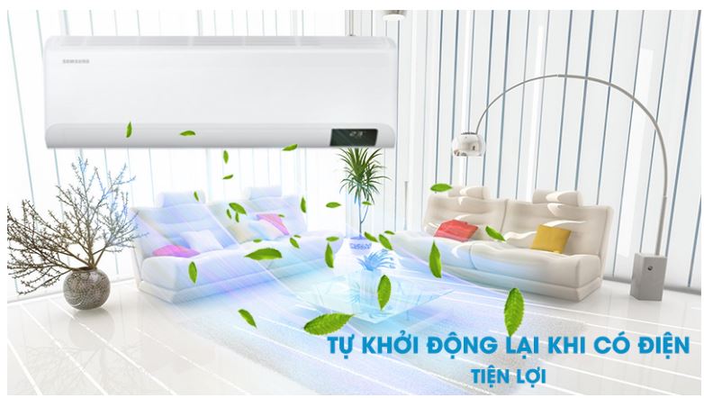 Điều hòa Samsung AR18TYHYCWKNSV 18000BTU 1 chiều inverter 17 12. Dàn máy lạnh SamSung thế hệ mới sử dụng tiện lợi với chế độ tự khởi động khi có điện