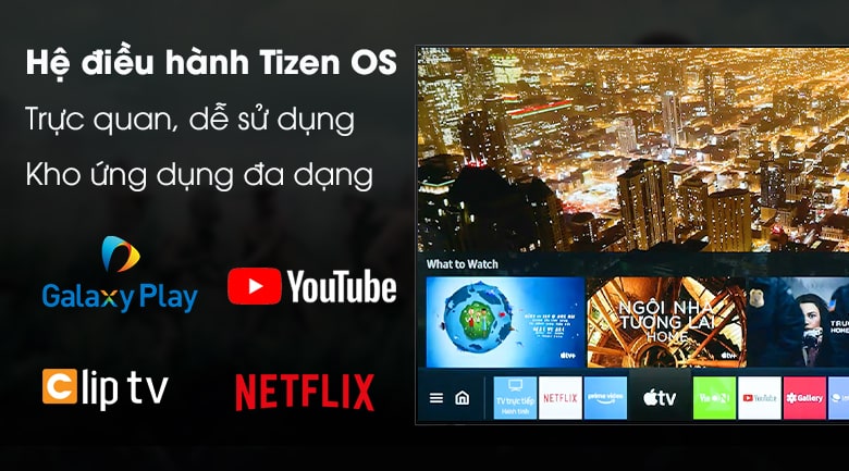 Tivi Samsung 49Q80T hoạt động cùng hệ điều hành Tizen OS