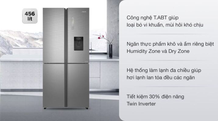 Tủ lạnh Aqua inverter 456 lít AQR-IGW525EM GD 