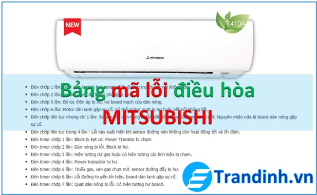 Bảng mã lỗi điều hòa Mitsubishi inverter và thường