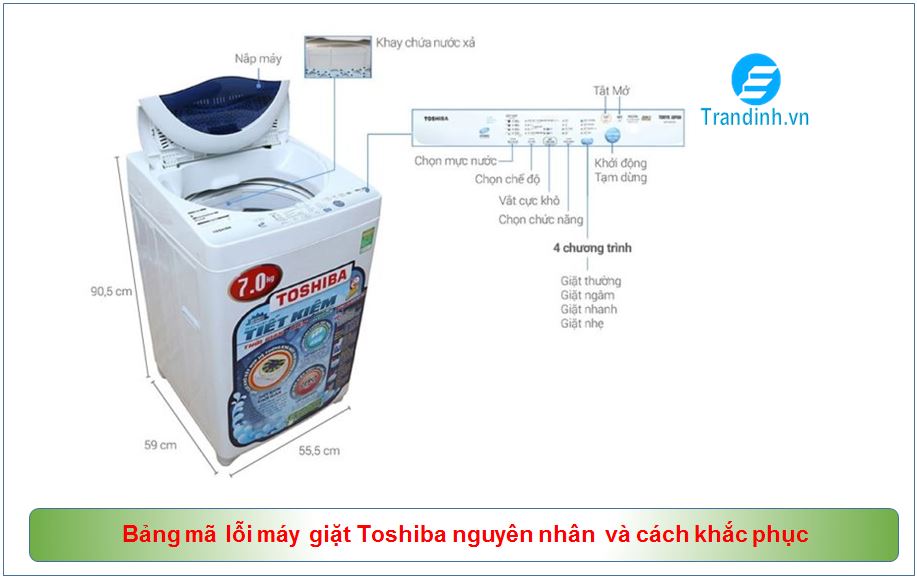 Bảng mã các lỗi thường gặp trên máy giặt Toshiba