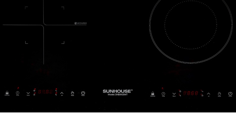 3. Bếp từ Sunhouse kế bảng điều khiển cảm ứng siêu nhạy cho từng vùng nấu