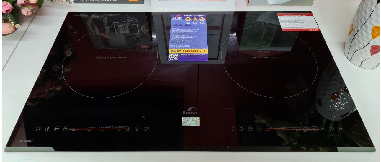Bếp từ Bauer BE368SD 6 1. Bếp từ Bauer BE368SD gồm 2 vùng nấu linh hoạt với tổng công suất 4600W với chức năng nấu siêu nhanh