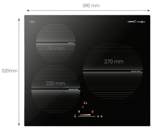 1. Bếp từ Cata IS 603 B BK chính hãng có thiết kế 3 vùng nấu linh hoạt