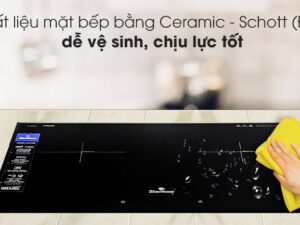 Bếp từ đôi Bluestone ICB-6948 4 3. Kính mặt bếp Ceramic - Schott Ceran (Đức) giúp chịu nhiệt, chịu lực tốt, chống trầy xước, dễ vệ sinh