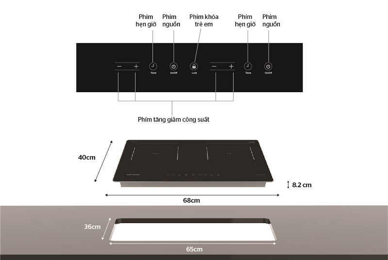 Bếp từ đôi Sunhouse SHB98-HP 12 7. Thông số kỹ thuật của Sunhouse MM90-PLUS.