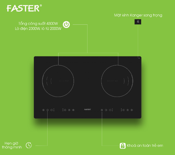 Bếp từ Faster FS 288I 8 Ưu điểm của bếp từ Faster FS 288 chính hãng