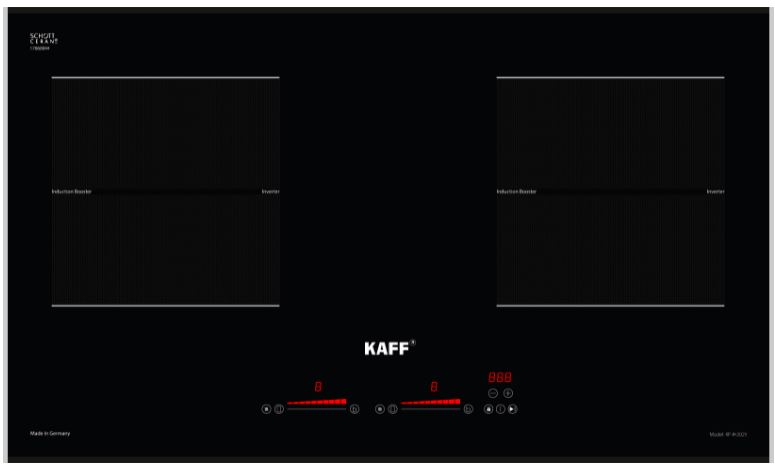 1. Bếp từ Kaff KF-IH202II gồm 2 vùng nấu với tổng công suất 4000W