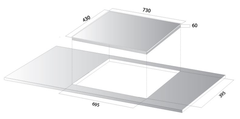 Bếp từ Kocher DI-628 8 Kích thước lắp đặt bếp từ Kocher DI-628