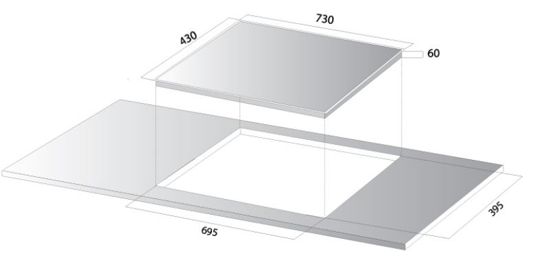 Kích thước lắp đặt bếp từ Kocher DI-688