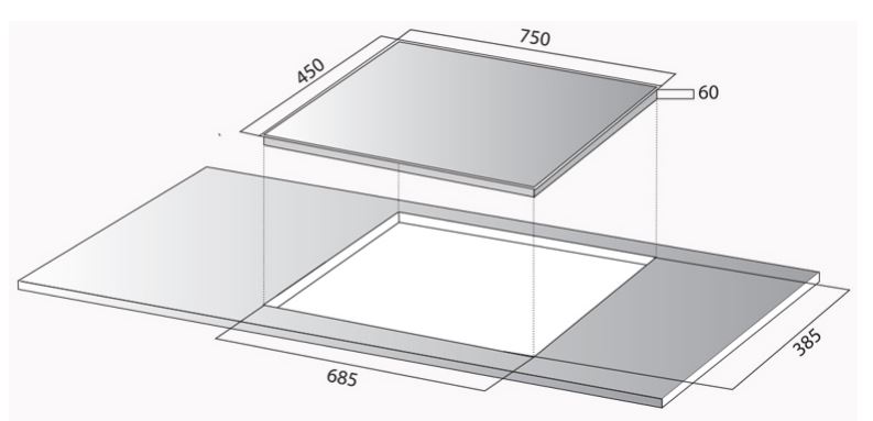 Bếp từ Kocher DI-806GE02 6 Kích thước lắp đặt bếp từ Kocher DI-806GE02