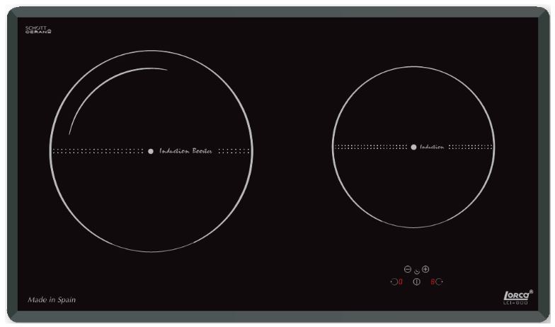 1. Bếp từ Lorca LCI 800 có thiết kế 2 vùng nấu từ đun nấu siêu tốc