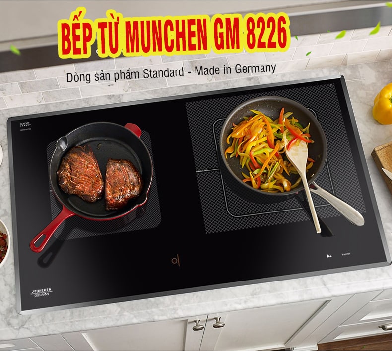 2. Bếp từ Munchen GM 8226 thiết kế 2 vùng nấu với công suất tối đa mỗi vùng là 2300W