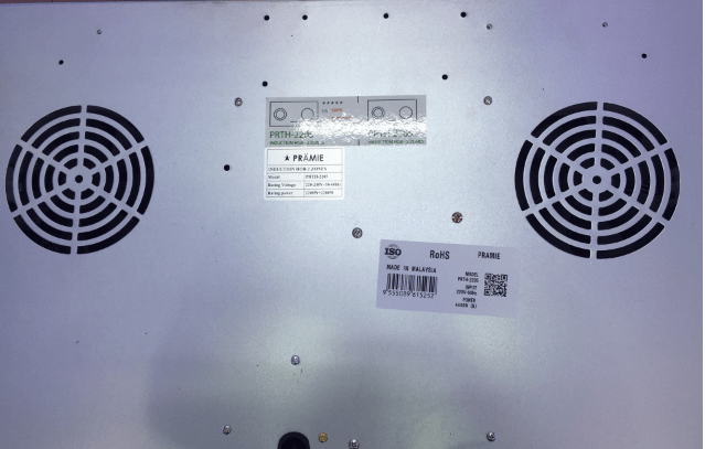 Bếp từ Pramie PRTH 2205 5  Khung bếp chắc chắn, hệ thống quạt tản nhiệt lồng sóc