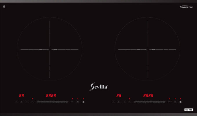 Bếp từ Sevilla SV-Y16 5 1. Bếp từ Sevilla SV-Y16 sử dụng mặt kính Kanger, mặt kính vát cạnh đẹp mắt