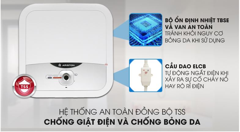 Bình nóng lạnh Ariston 15 AN2 15 RS 2.5 FE - DMX 13 Hệ thống an toàn TSS