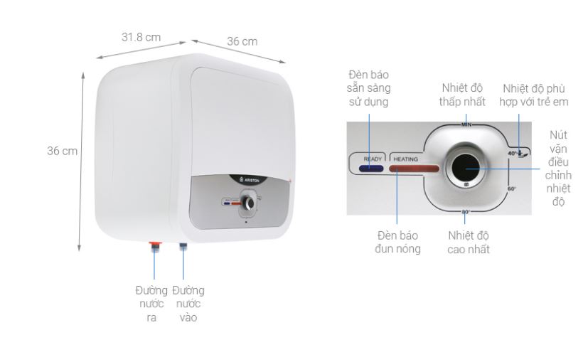 Bình nóng lạnh Ariston 15 AN2 15 RS 2.5 FE - DMX 6 Tổng quan cấu tạo