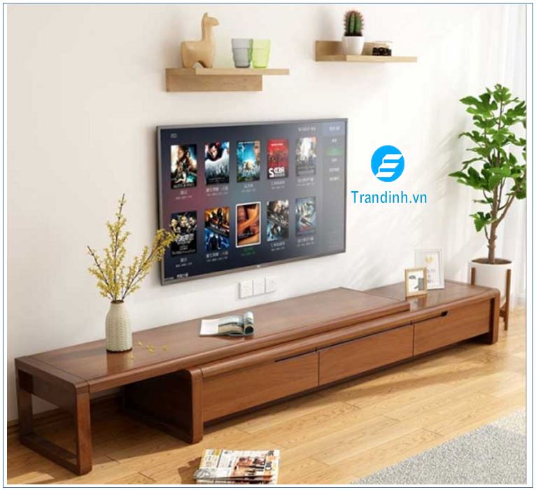 Kệ tivi bằng gỗ hình chữ L được ưa chuộng