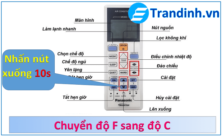 Cách chuyển độ F sang độ C trên điều hòa Panasonic