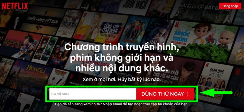 Tạo tài khoản để đăng ký Netflix.