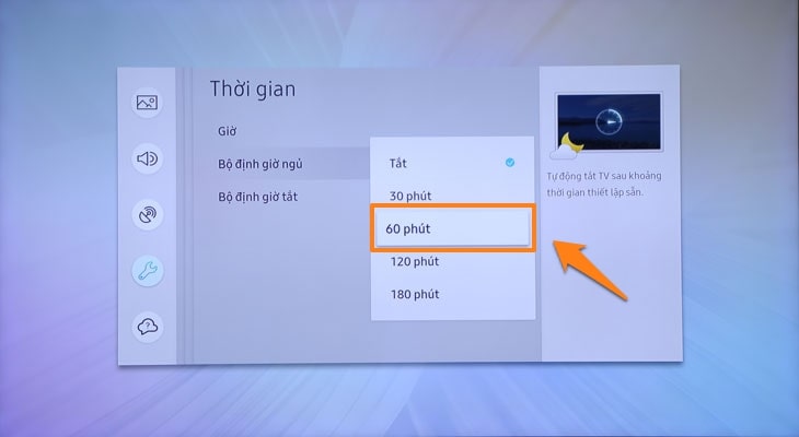 cach hen gio tat cho smart tivi samsung 6