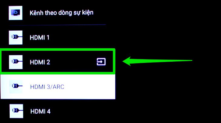Cách kết nối laptop với tivi qua cổng HDMI | Hướng Dẫn A-Z 6 Bước 3: Trên tivi bạn sử dụng remote chọn nguồn vào của tivi là "HDMI 2" (tương ứng với cổng HDMI mà bạn đã cắm trên tivi).