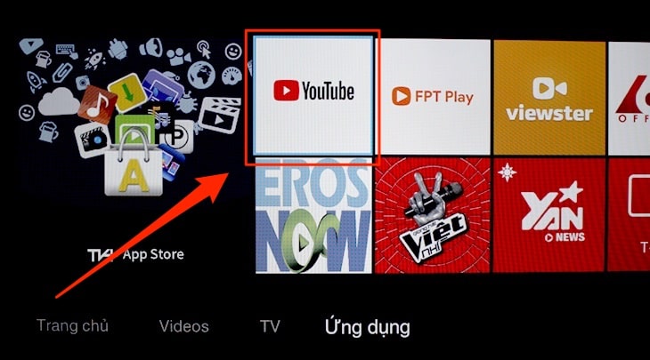 Bước 2: Tiếp theo bạn chọn ứng dụng YouTube.