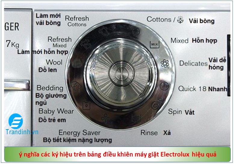 Máy giặt Electrolux có phím chắc năng dạng chữ 