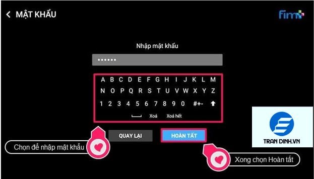 Thiết lập mật khẩu cho tài khoản. Chọn Tiếp tục.