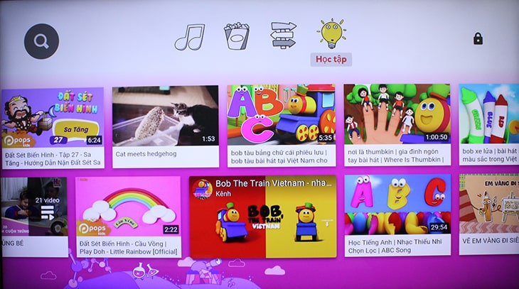 Học tập: Các video liên quan đến giáo dục như học tiếng Anh, học màu sắc,...