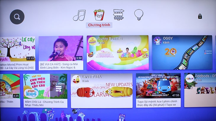 Chương trình: Các video của những kênh chuyên sản xuất video cho trẻ nhỏ.