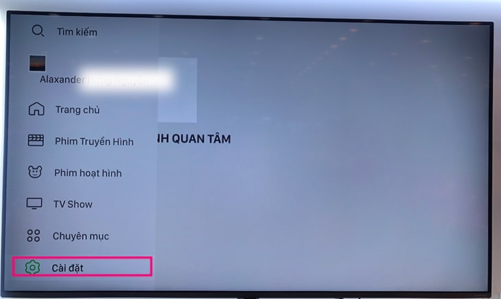 Cách sử dụng ứng dụng Zing TV trên Smart tivi LG 24 Bước 1: Chọn thẻ "Cài đặt".