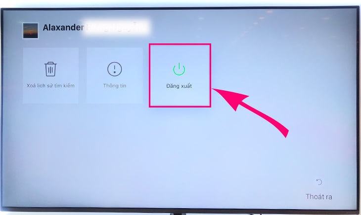 Cách sử dụng ứng dụng Zing TV trên Smart tivi LG 25 Bước 2: Chọn "Đăng xuất".