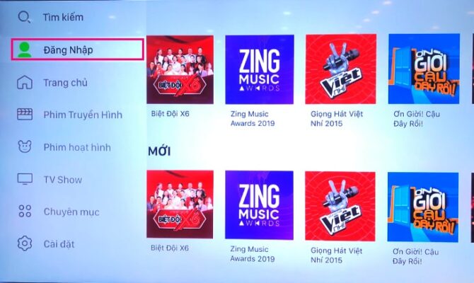 Bước 1: Chọn thẻ "Đăng nhập"